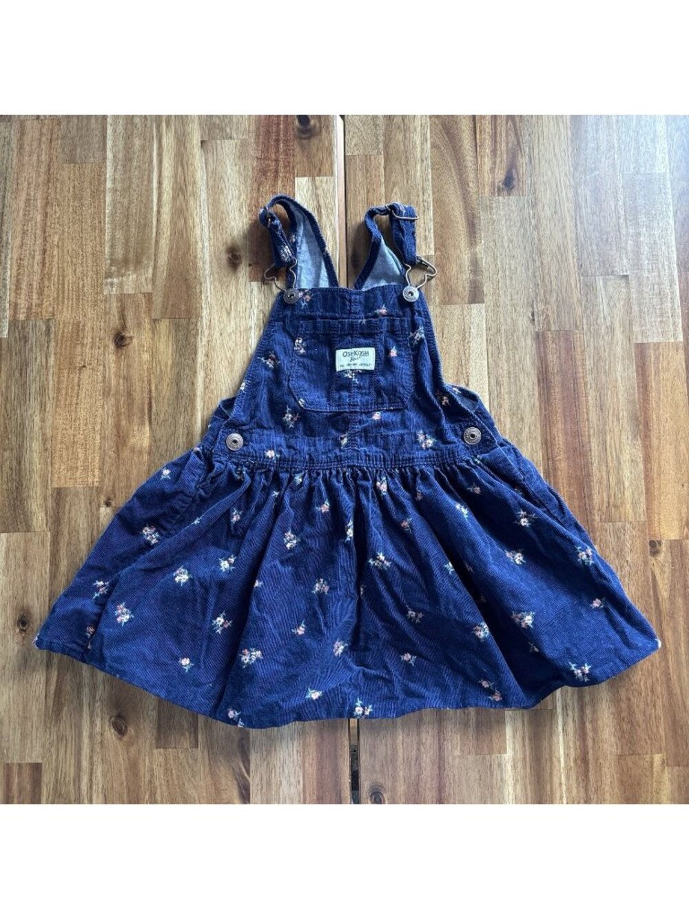 Oshkosh B'gosh Corduroy Overalls Floral Print Dress Size 4T Vestbak Cottagecore